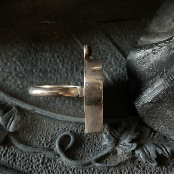 Vintage Ammonite Amber Echo of the Dreamer Sterling Silver Ring - Picture 8 of 13